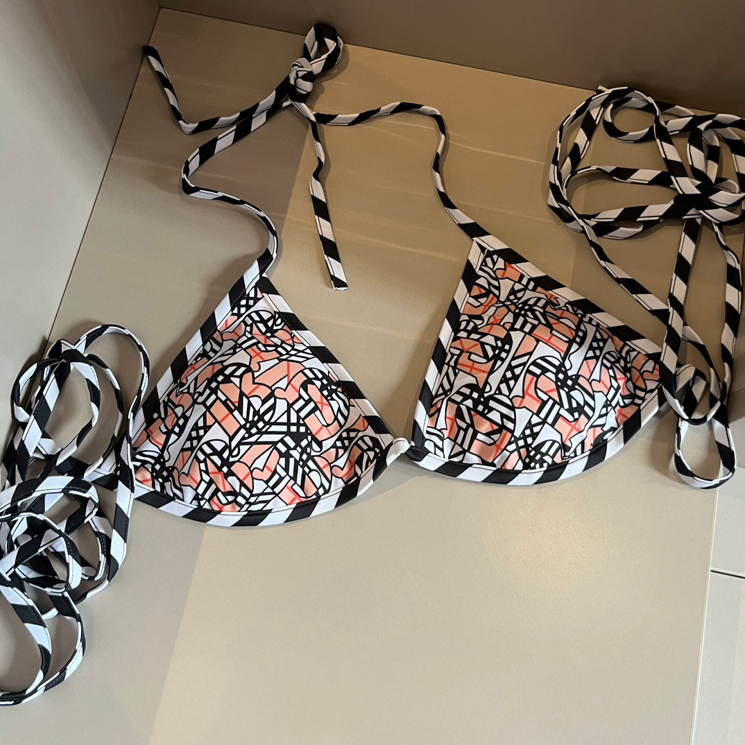 BUR-BERRY Monogram Two-Piece Bikini Set Swimsuit