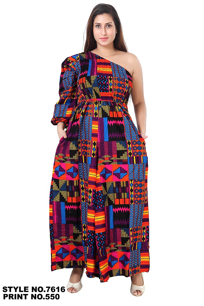 KaraChic African Print Smocked Jumpsuit- FG