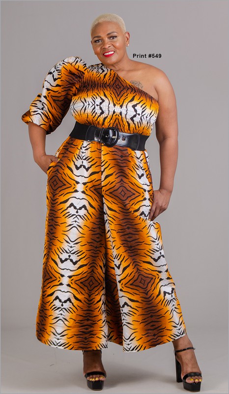 KaraChic African Print Smocked Jumpsuit- FG