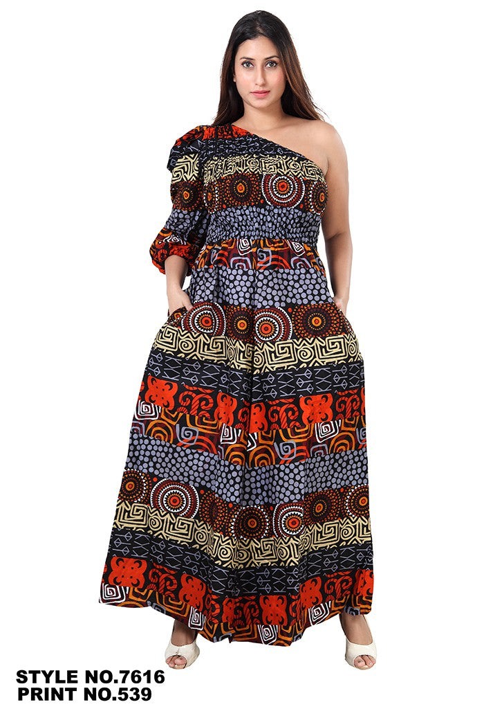 KaraChic African Print Smocked Jumpsuit- FG