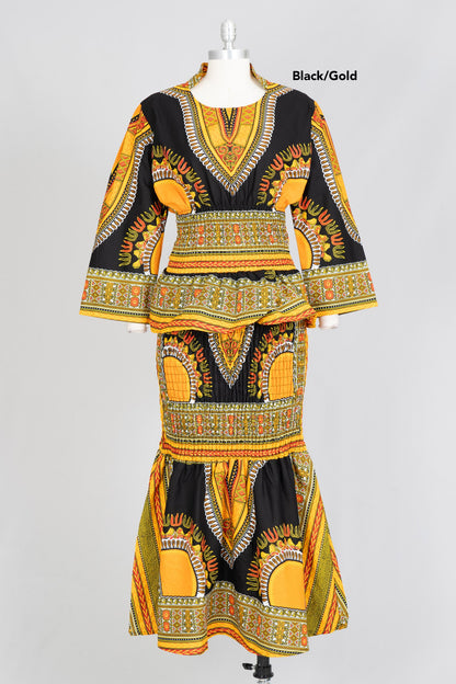 KaraChic African Dashiki Border Print 2pc Set- FG