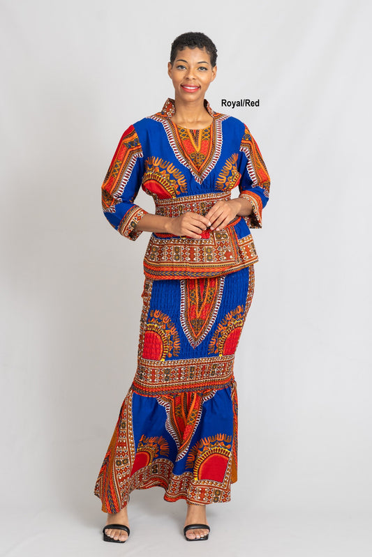 KaraChic African Dashiki Border Print 2pc Set- FG