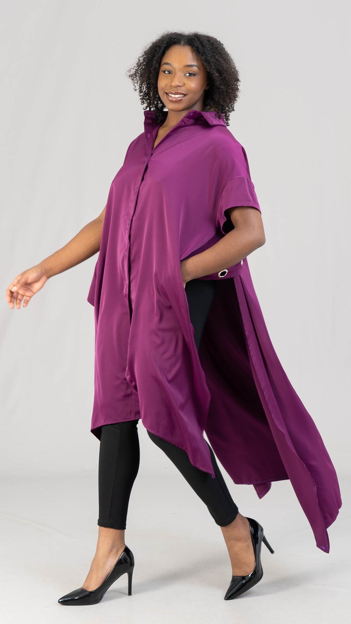 KaraChic Trench Back Tunic Duster Plus Size Top- FG