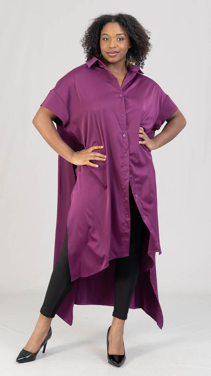 KaraChic Trench Back Tunic Duster Plus Size Top- FG