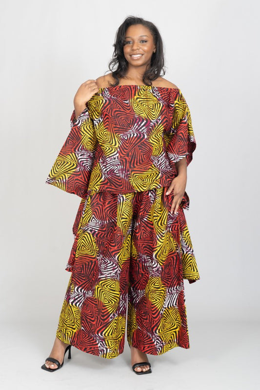 KaraChic Authentic African Print 2 Piece Pant Set- FG