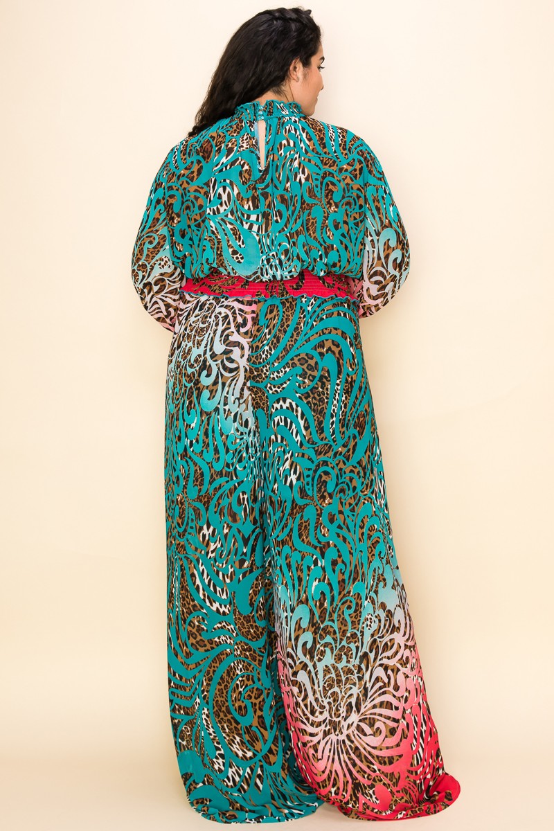 The Sang Animal Print Wide Leg 2pc Pant Set- FG