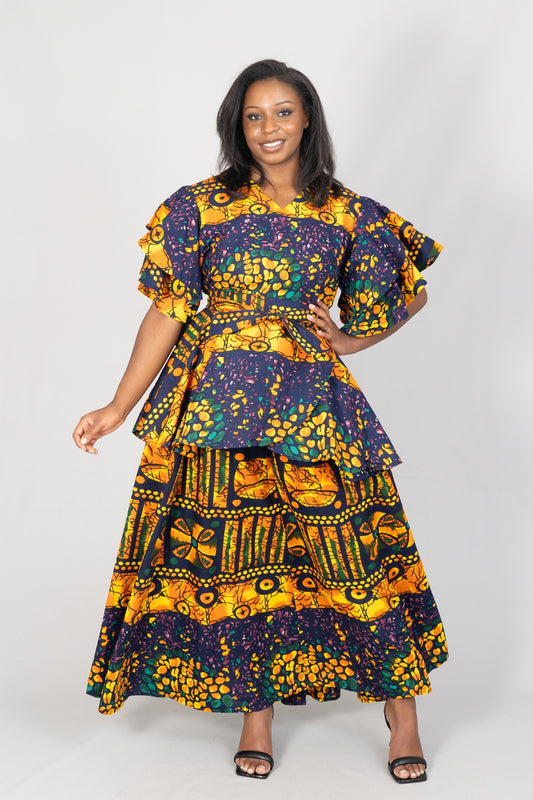 KaraChic African Print Plus Size 2pc Skirt Set- FG