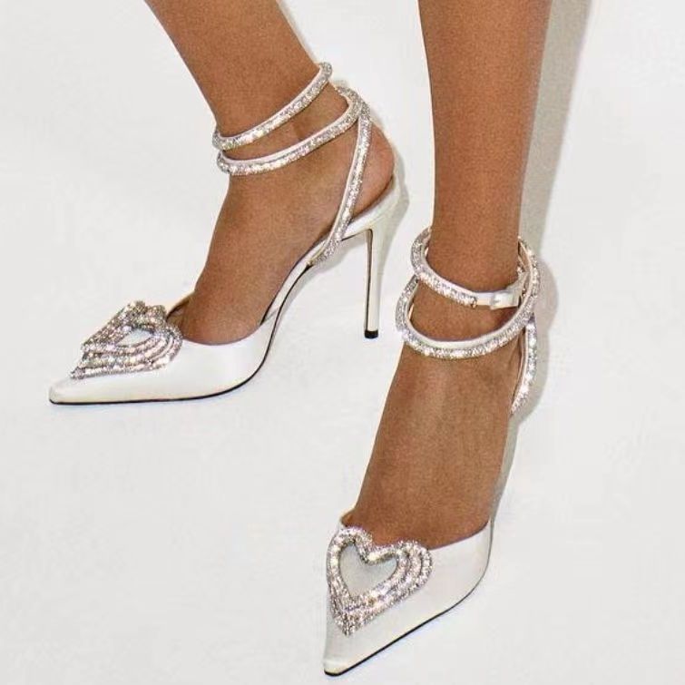 Mach & Mach Triple Heart Embellished Pointed Toe Pumps