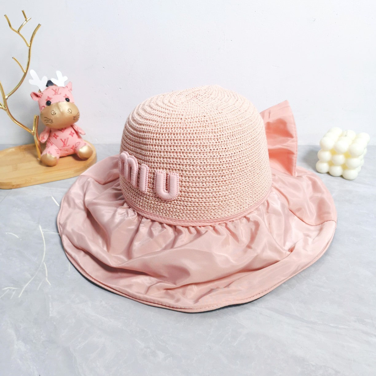 Girls' Summer Princess Style Cherry & Bowknot & Straw Woven Sun Hat For Beach, Everyday Wear, Outdoors