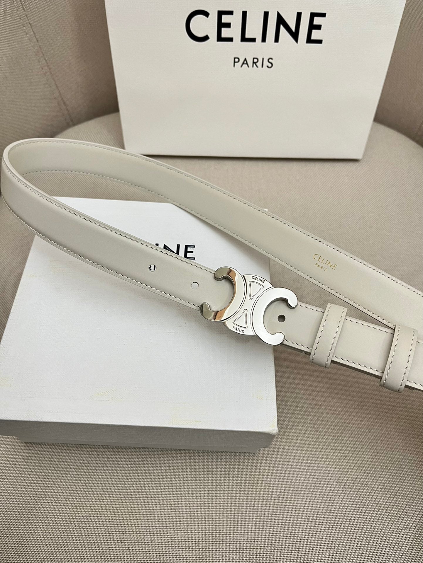 CELINE | Unisex Leather Logo Belts