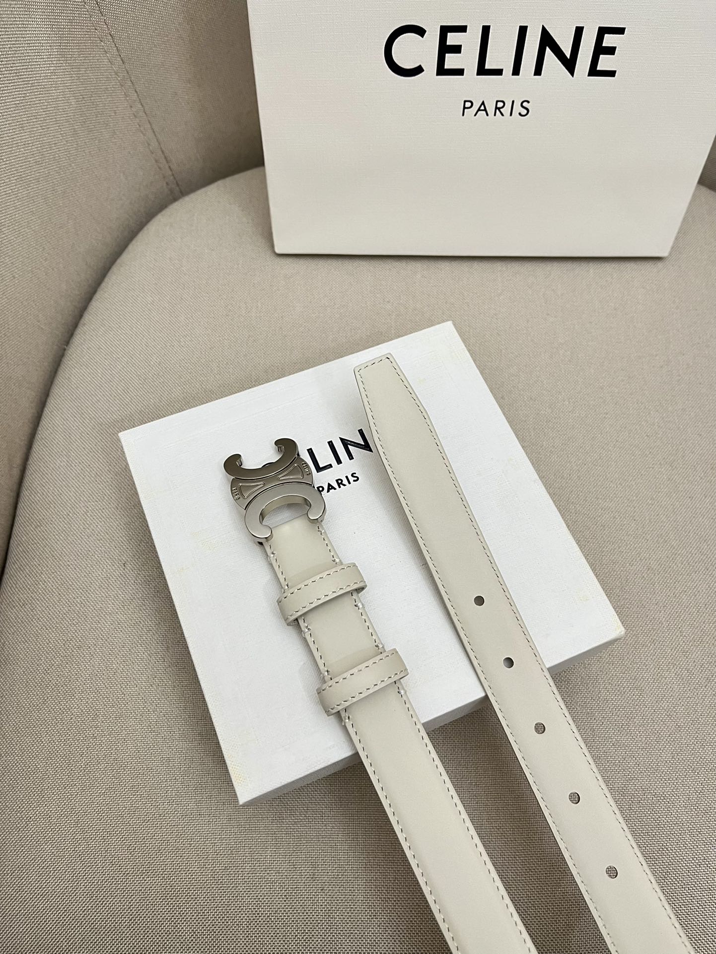 CELINE | Unisex Leather Logo Belts