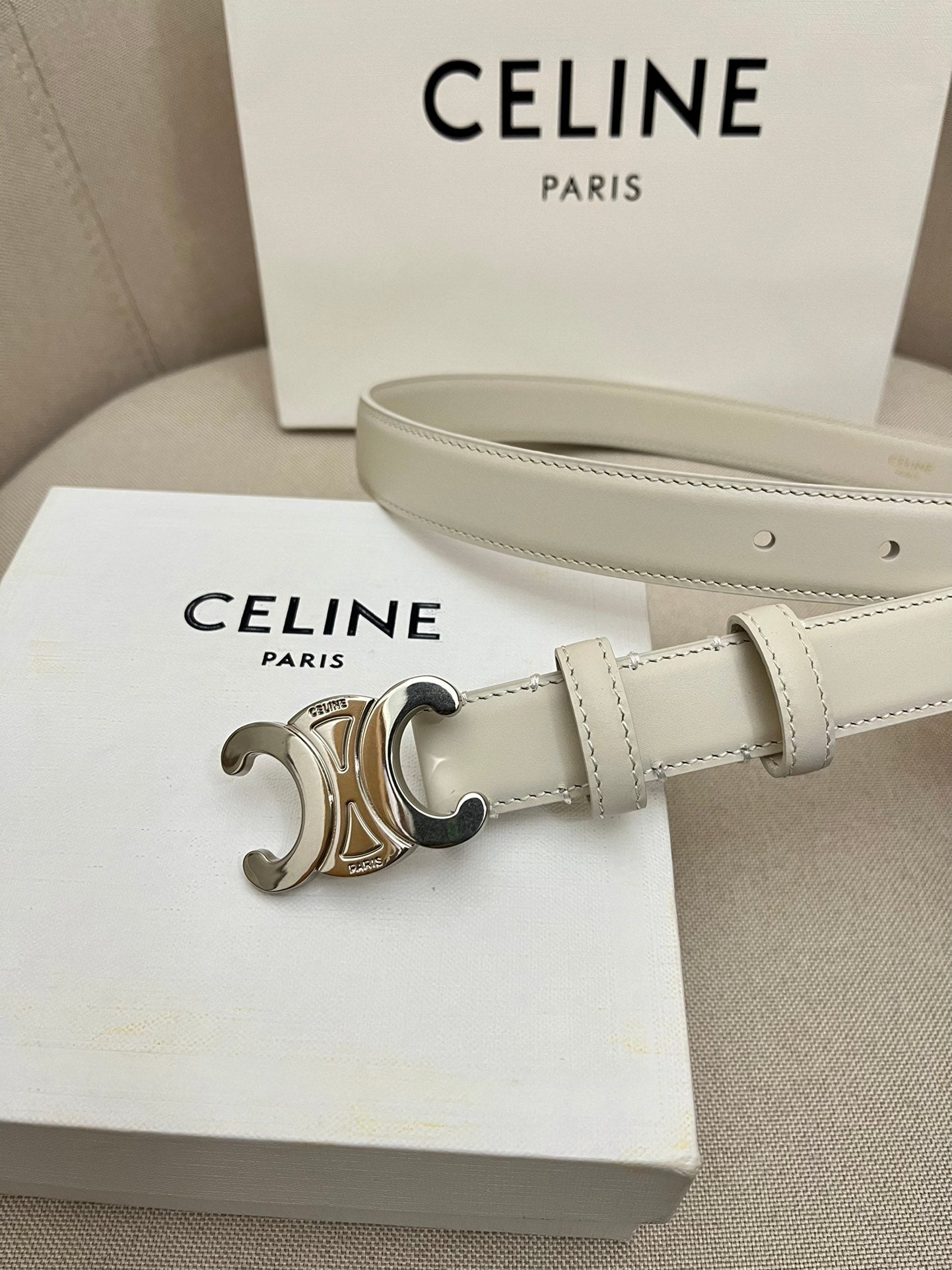 CELINE | Unisex Leather Logo Belts