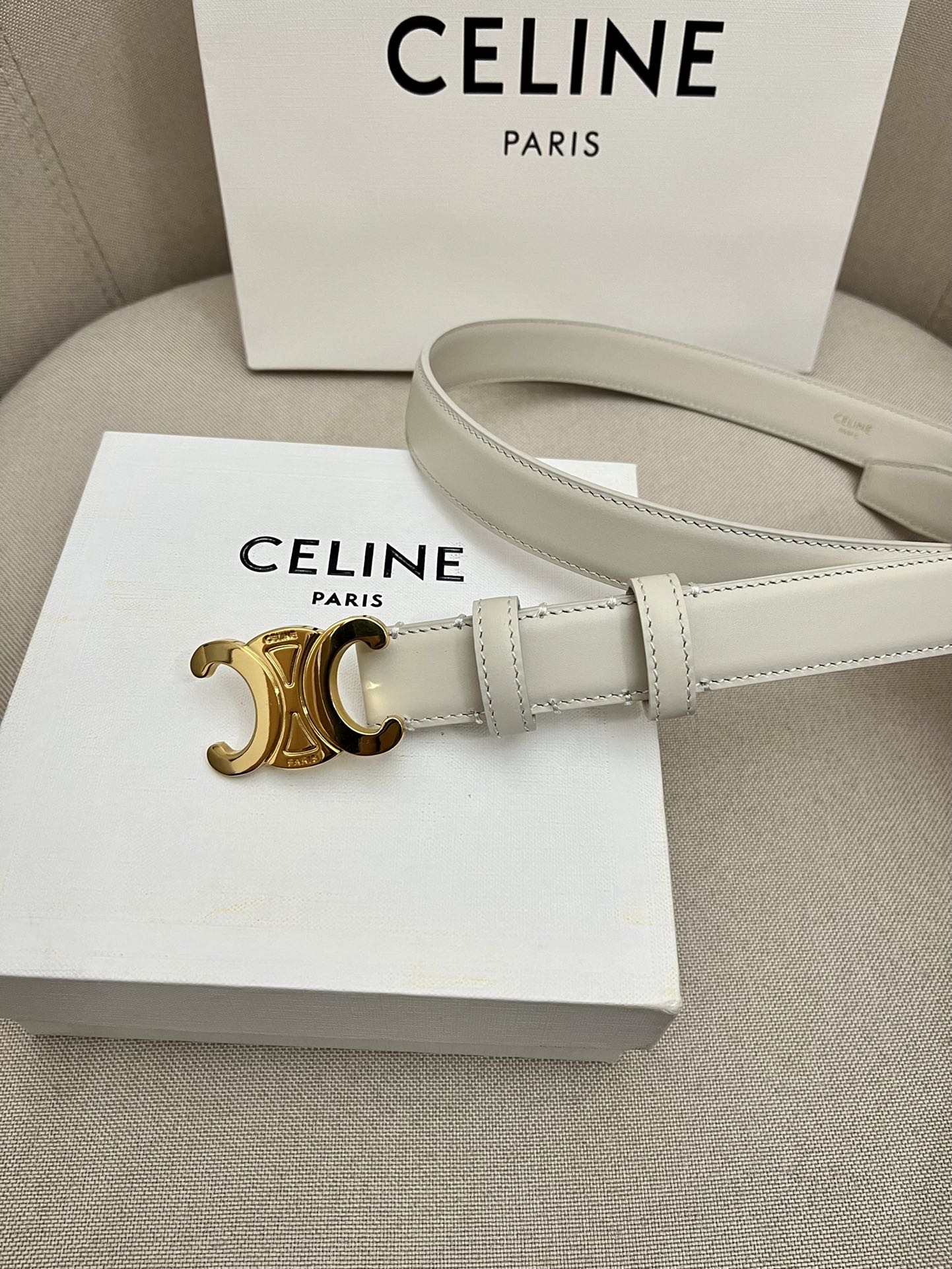 CELINE | Unisex Leather Logo Belts