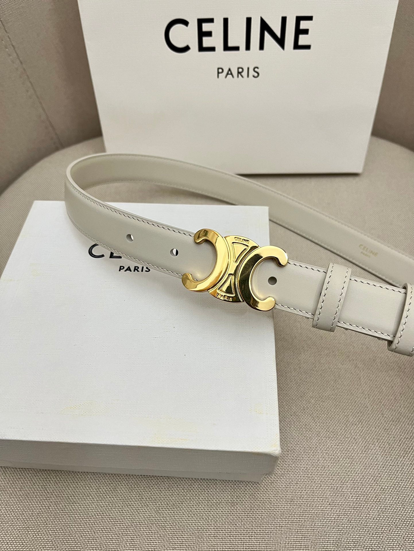 CELINE | Unisex Leather Logo Belts