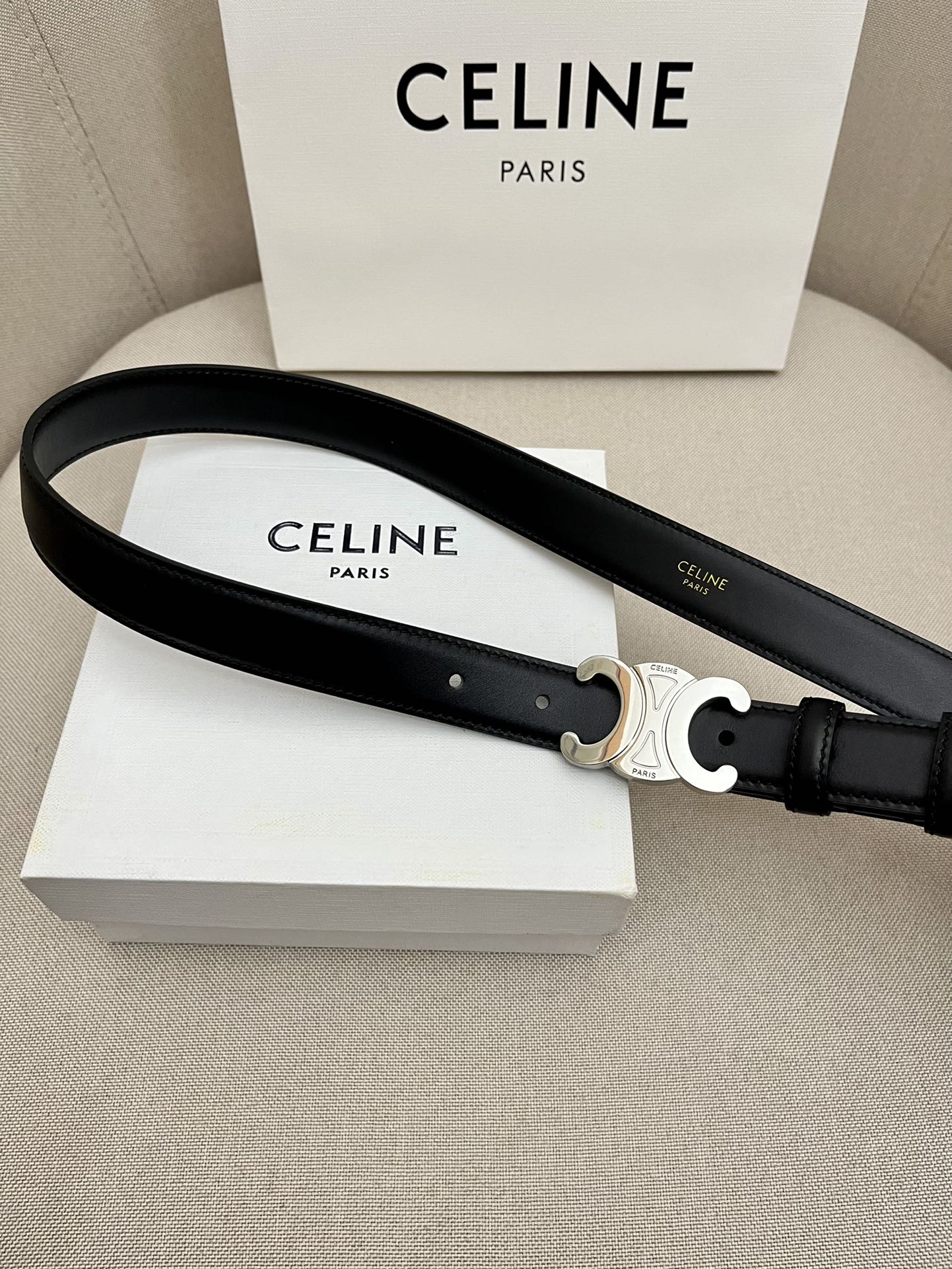 CELINE | Unisex Leather Logo Belts