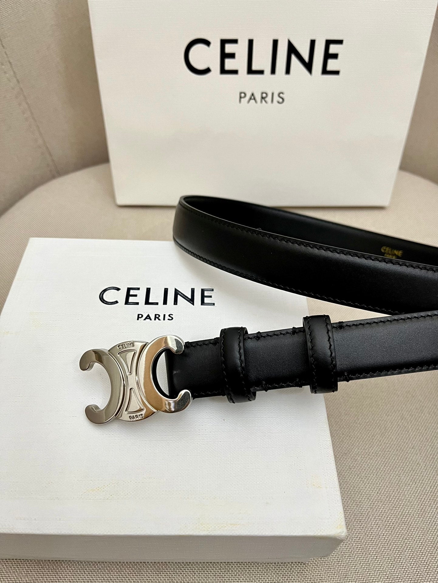 CELINE | Unisex Leather Logo Belts