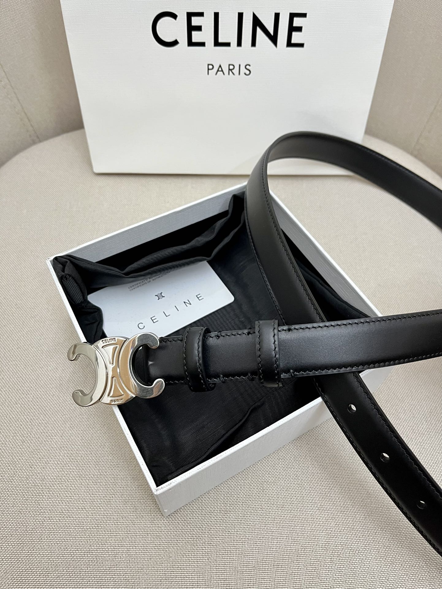 CELINE | Unisex Leather Logo Belts