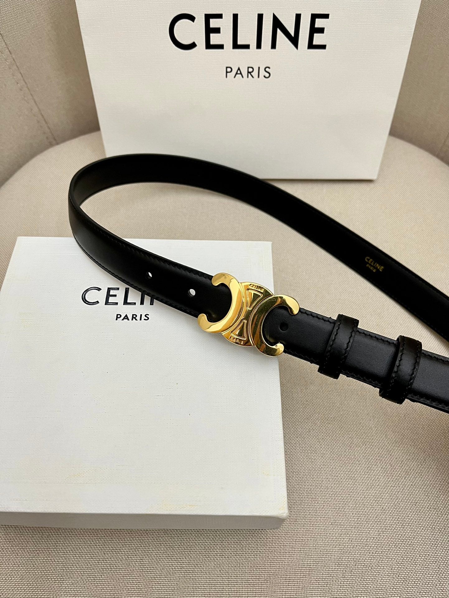 CELINE | Unisex Leather Logo Belts