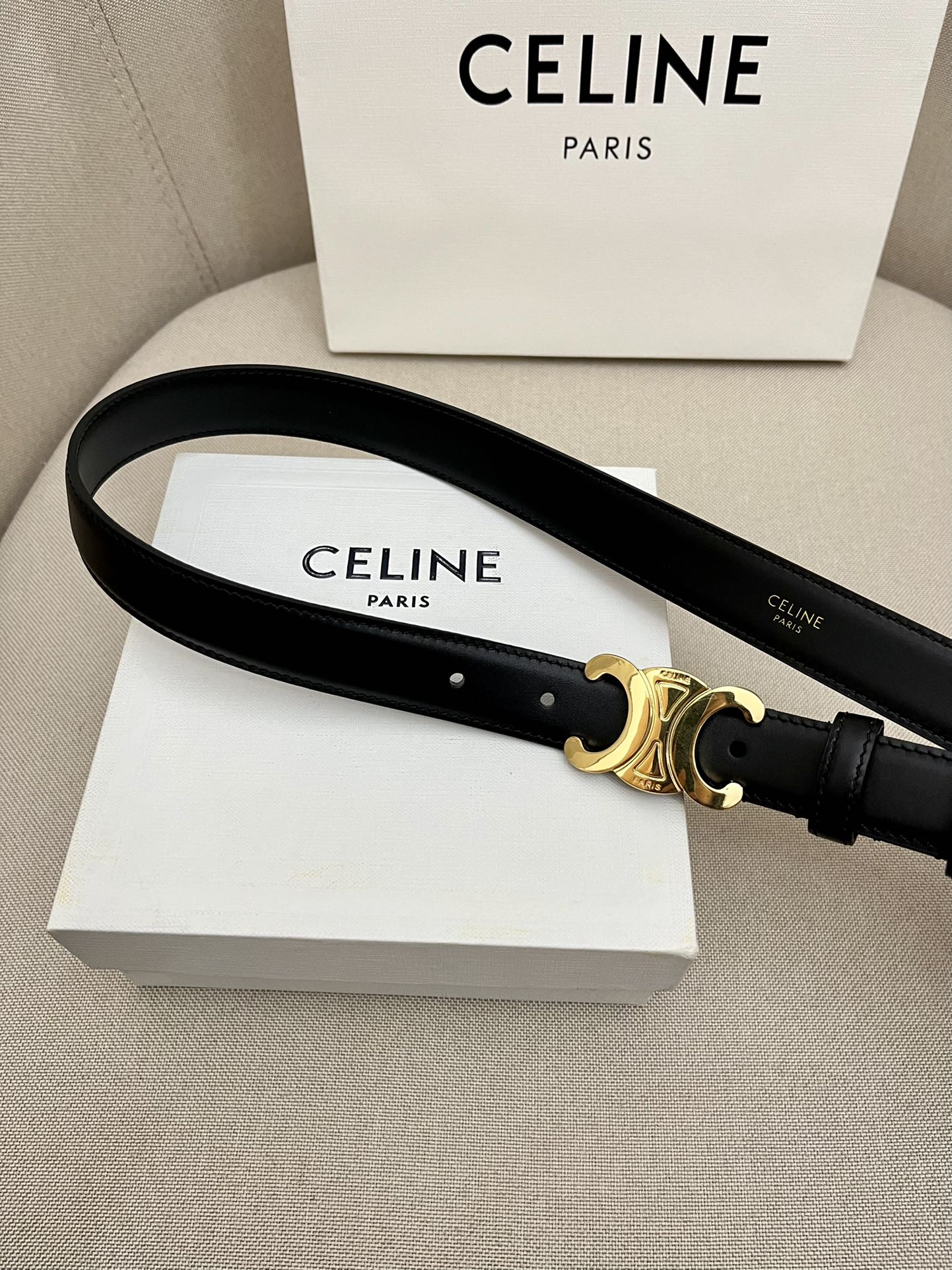 CELINE | Unisex Leather Logo Belts