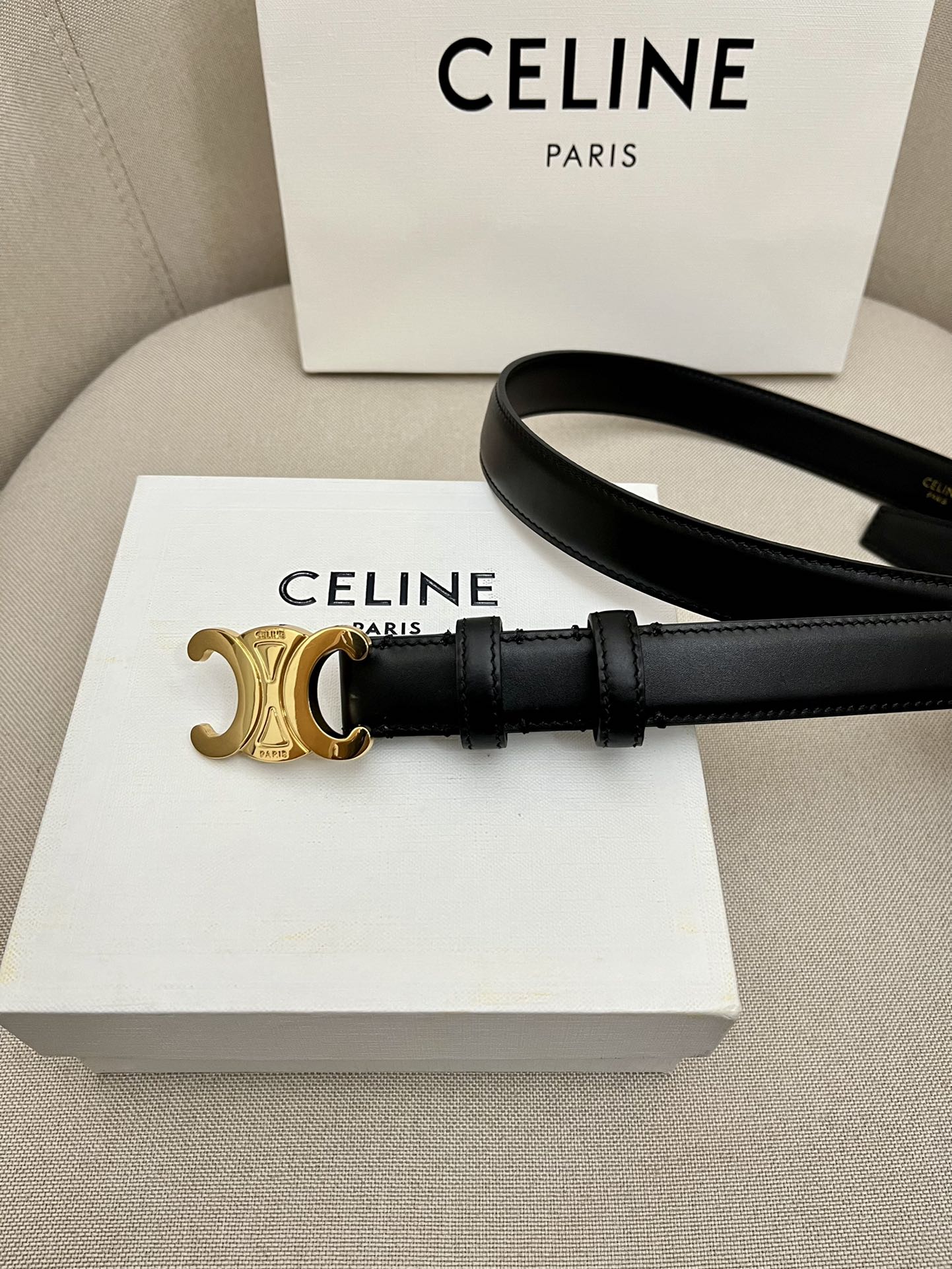 CELINE | Unisex Leather Logo Belts