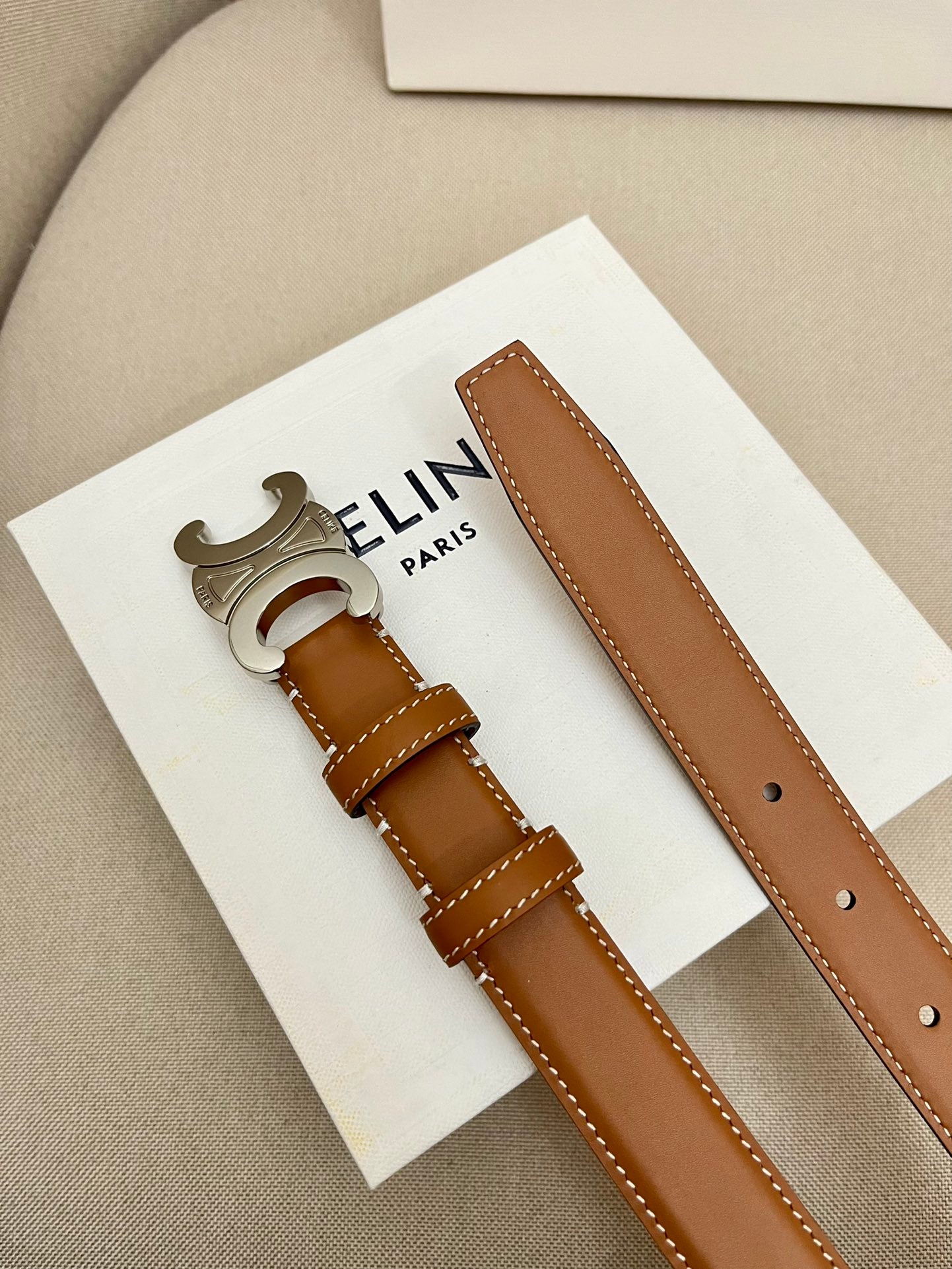 CELINE | Unisex Leather Logo Belts