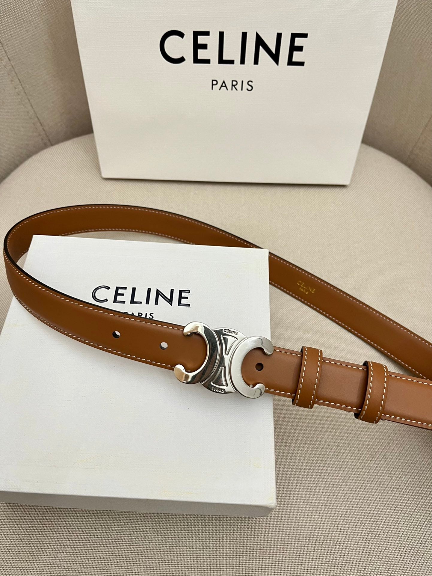 CELINE | Unisex Leather Logo Belts