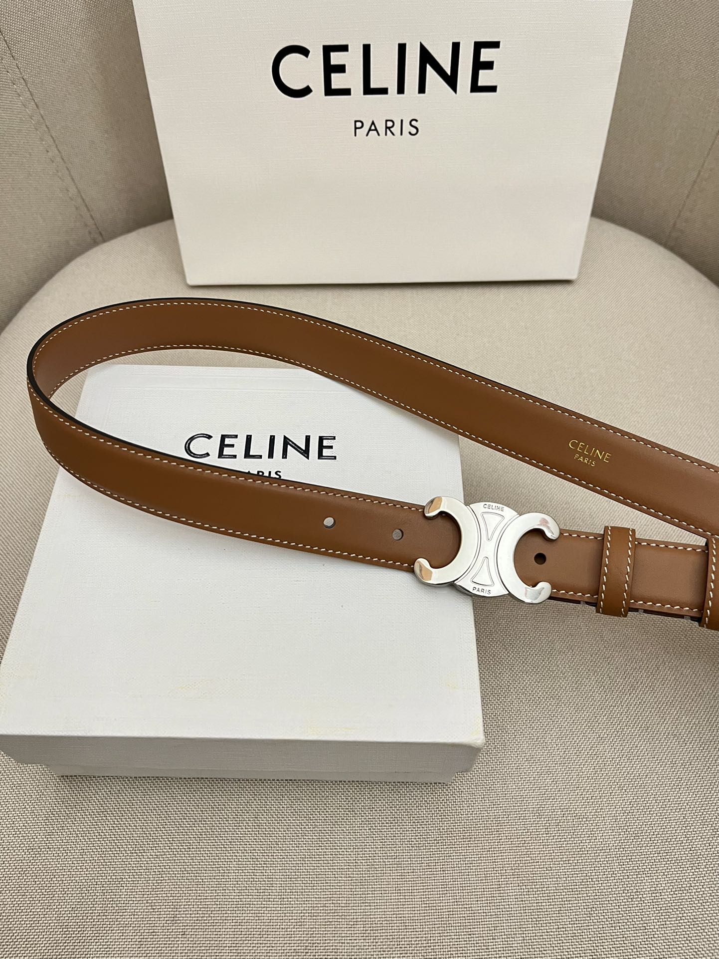 CELINE | Unisex Leather Logo Belts