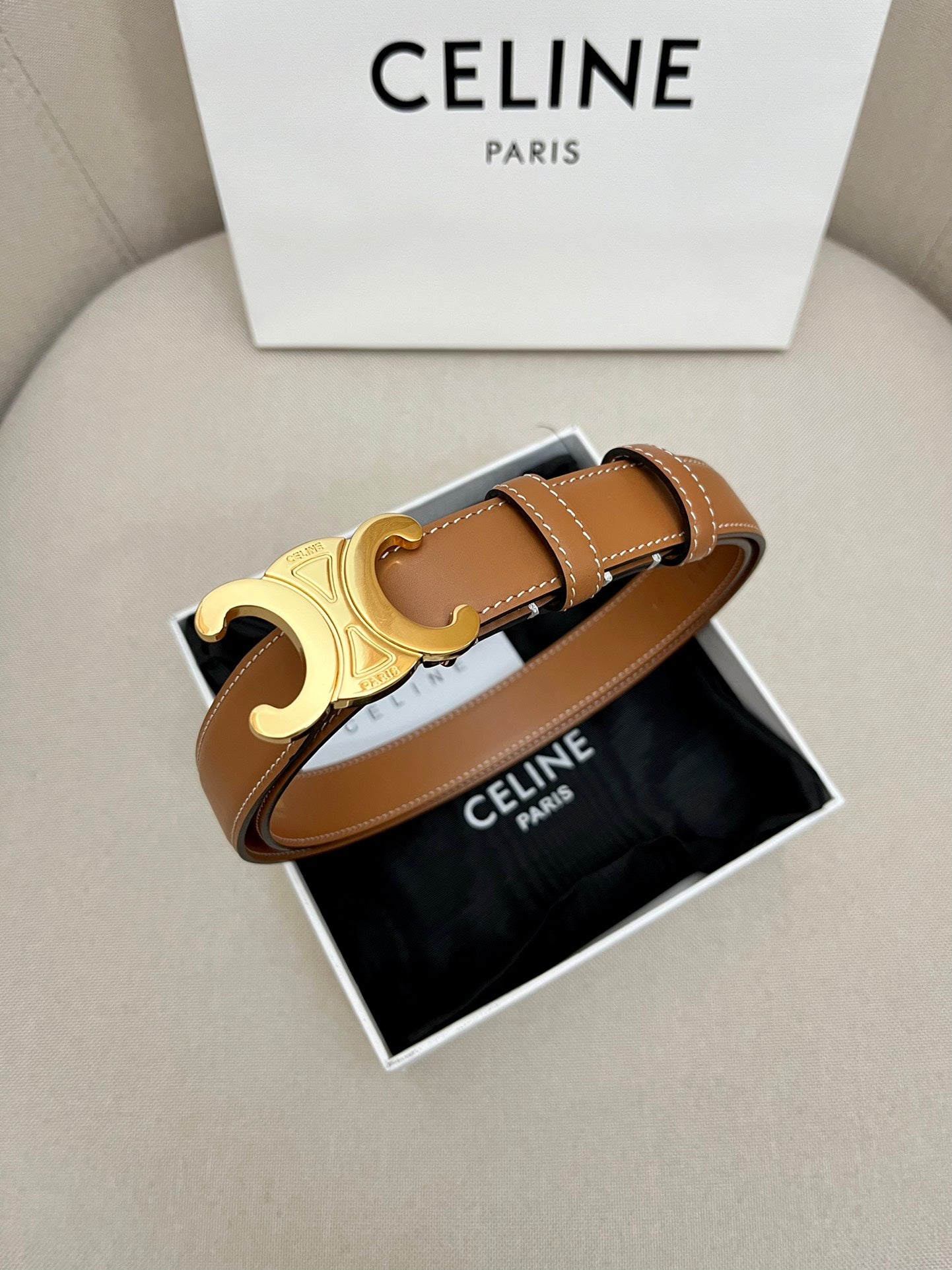 CELINE | Unisex Leather Logo Belts