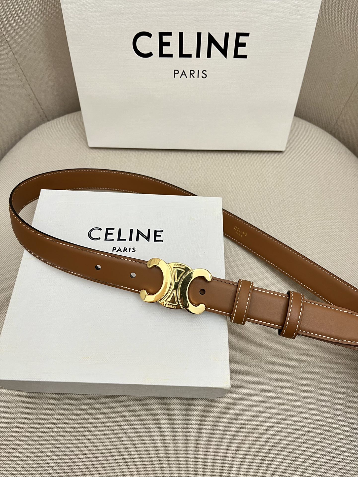 CELINE | Unisex Leather Logo Belts