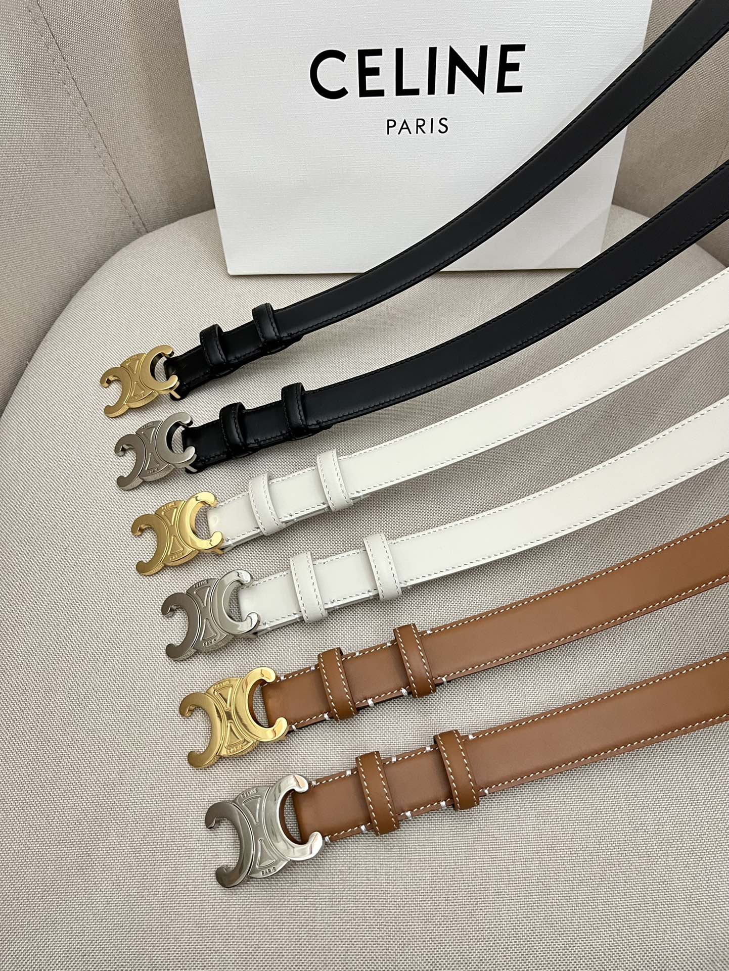 CELINE | Unisex Leather Logo Belts