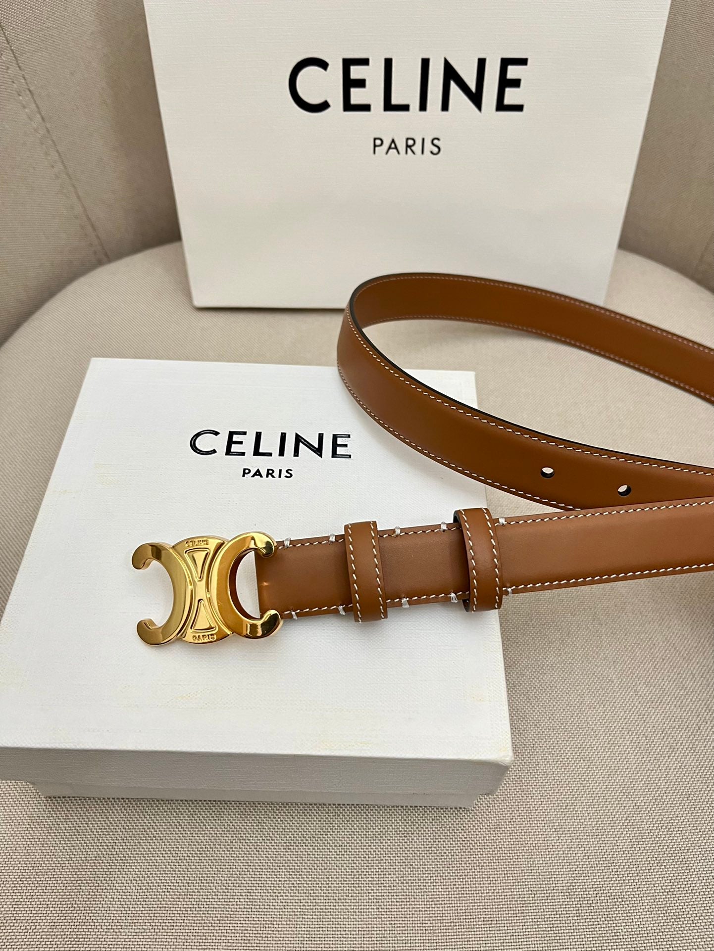 CELINE | Unisex Leather Logo Belts