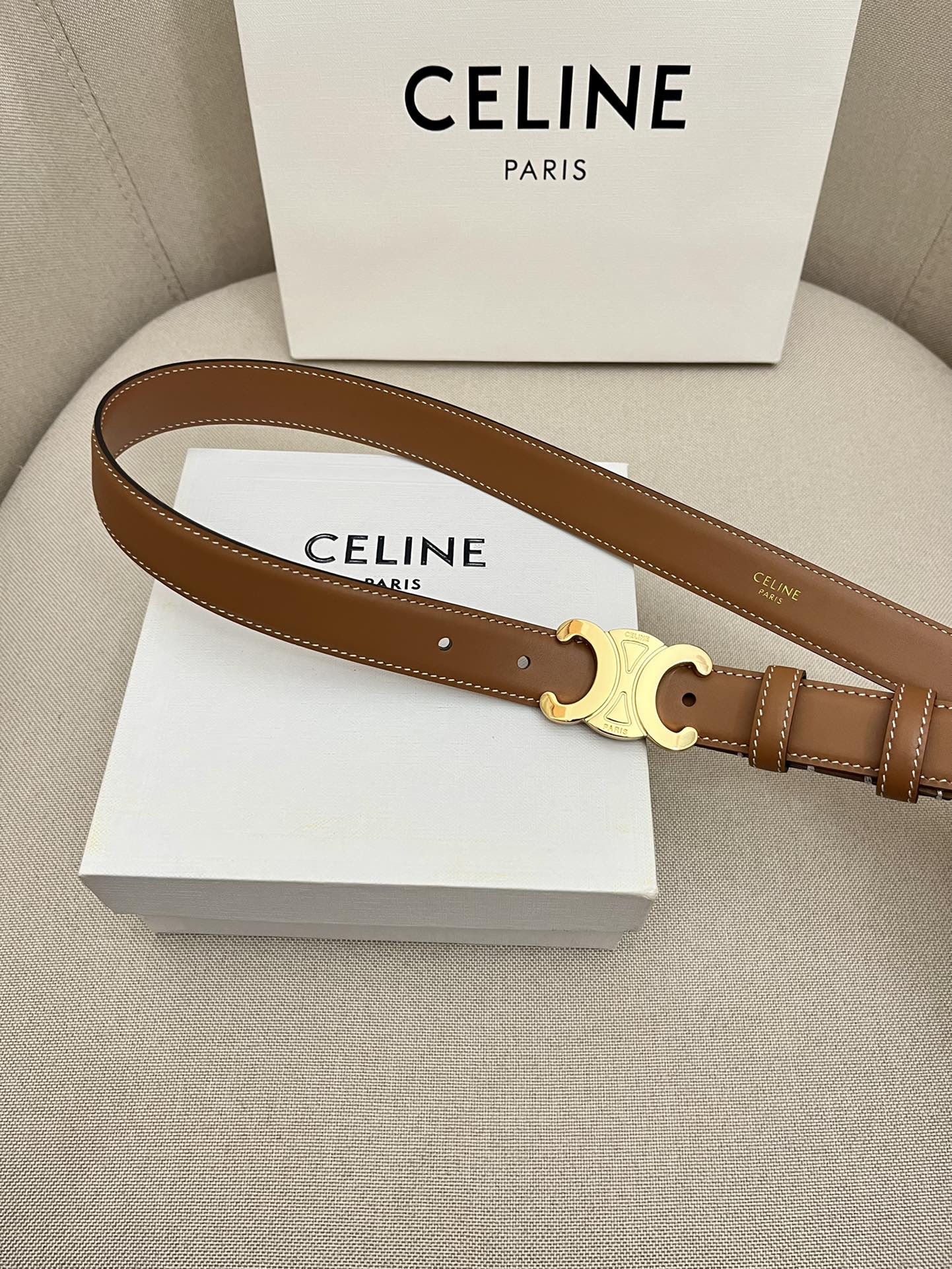 CELINE | Unisex Leather Logo Belts