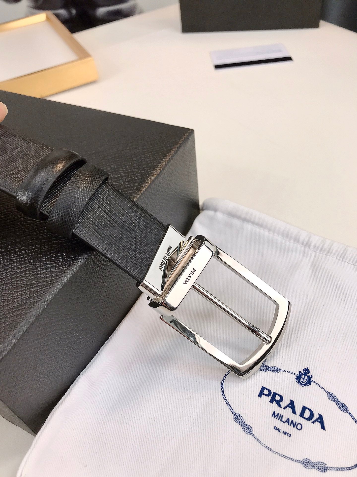 PRADA Leather Belt Men Black