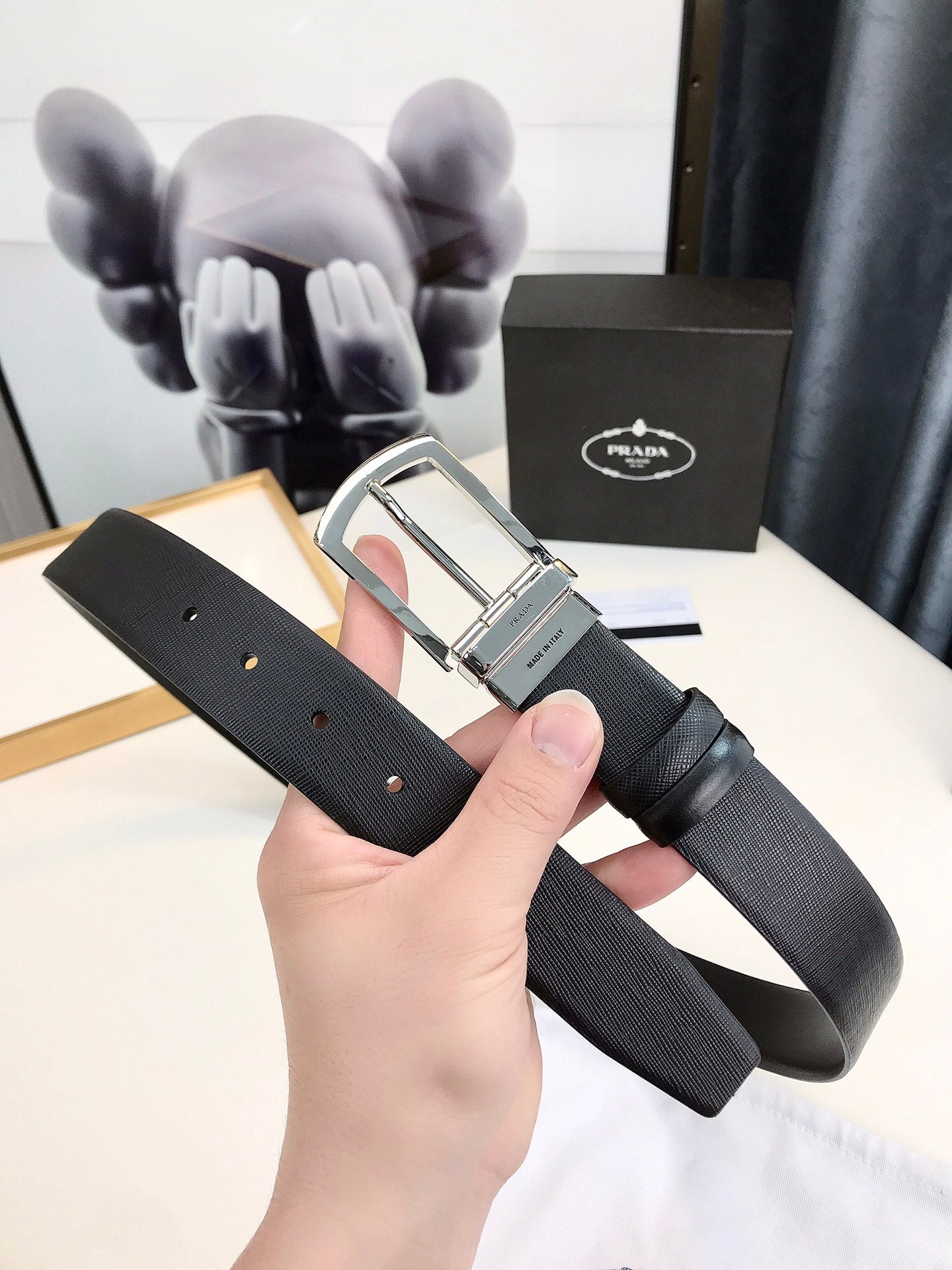 PRADA Leather Belt Men Black