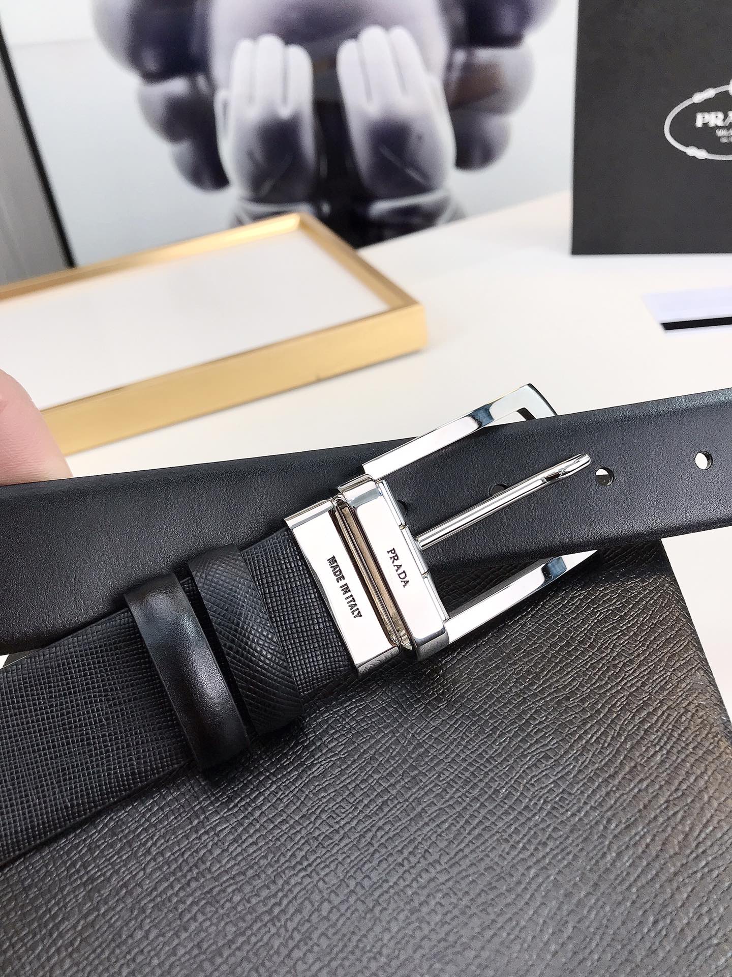 PRADA Leather Belt Men Black