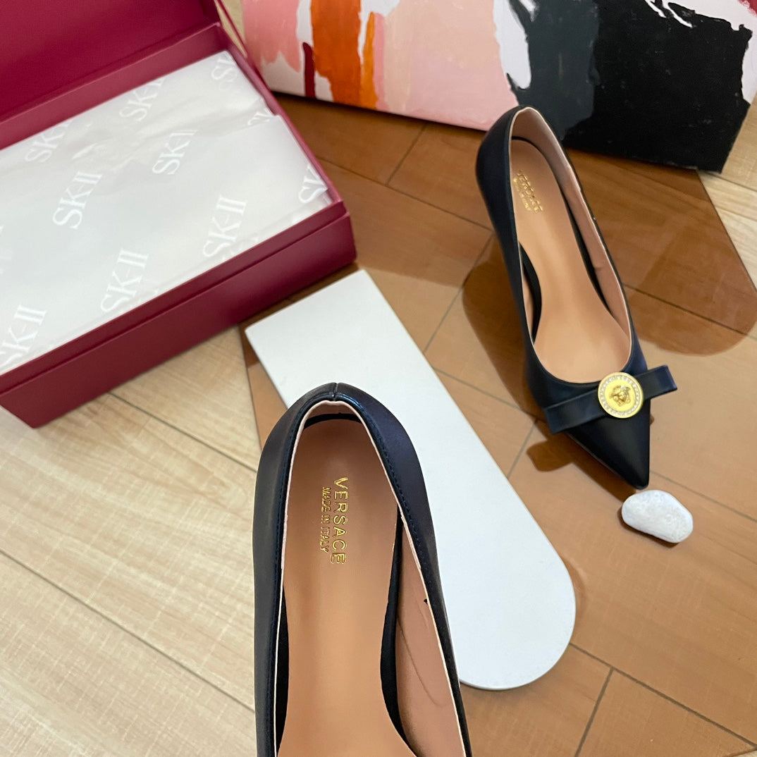 Versace Medusa Bow Patent Pumps