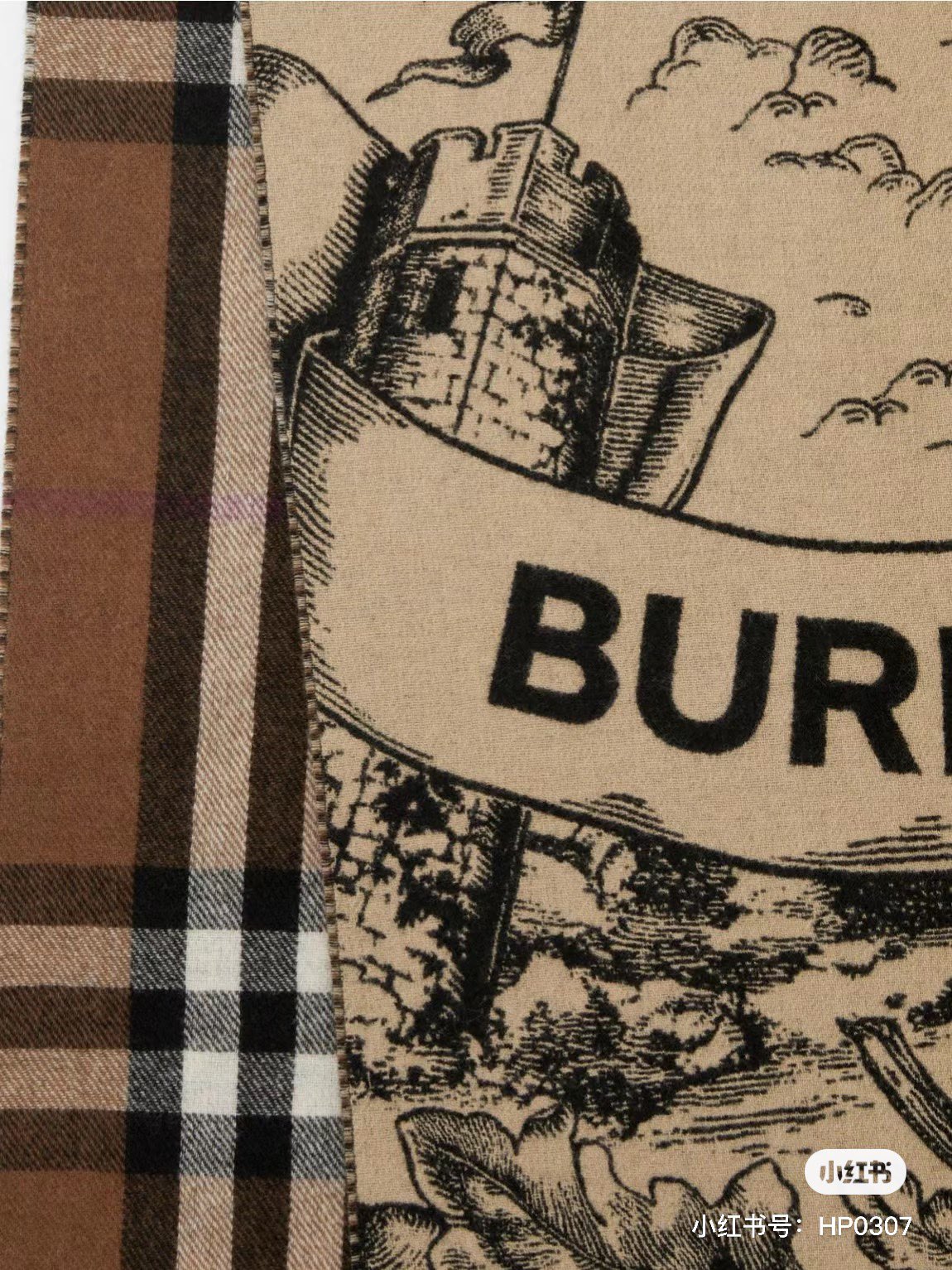 Burberry Lightweight Giant Check Wool & Silk Scarf