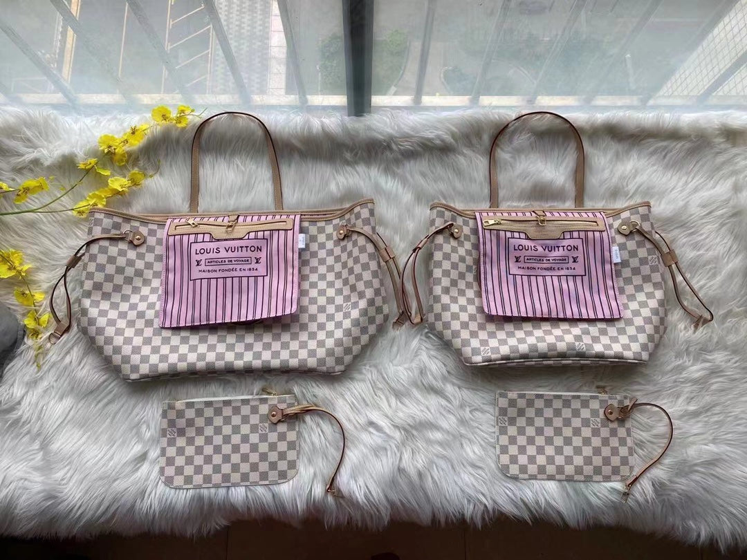 Louis Vuitton Damier Azur Neverfull GM Rose Ballerine- VIP