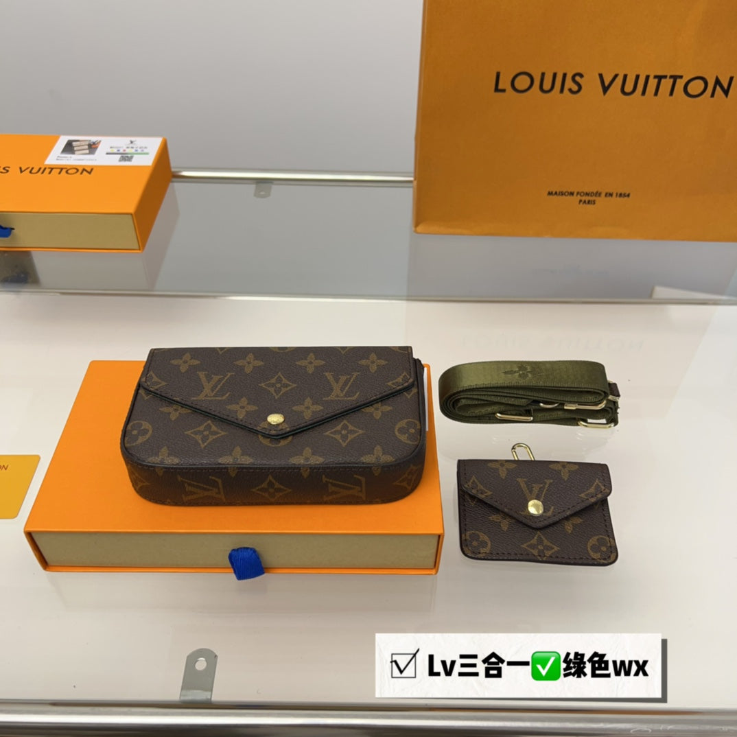 LOUIS VUITTON  Monogram Felicie Strap & Go Kaki- VIP