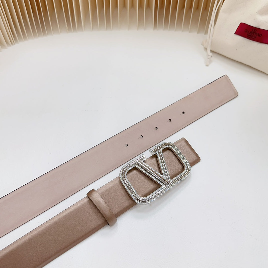 Valentino Garavani   vlogo signature belt in glossy calfskin 40mm