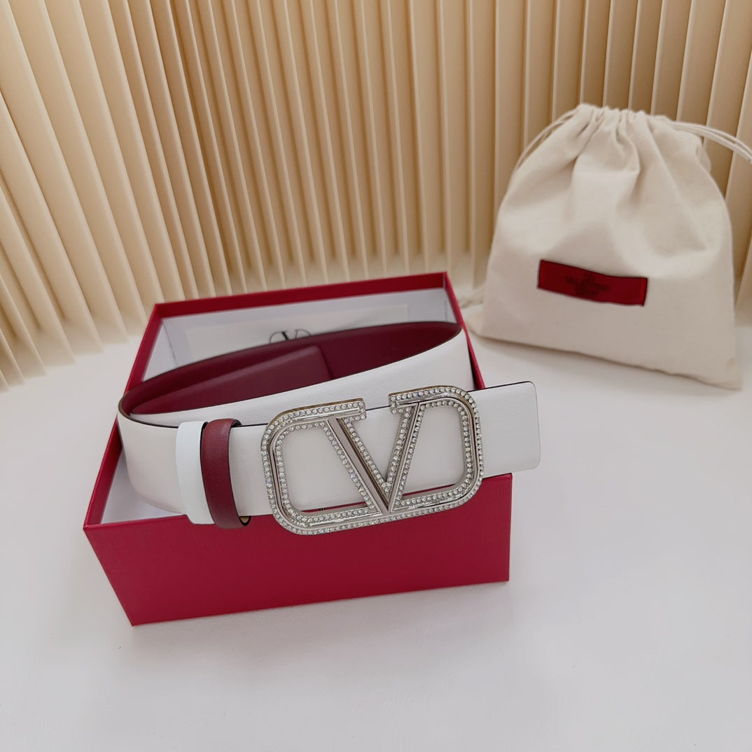 Valentino Garavani   vlogo signature belt in glossy calfskin 40mm