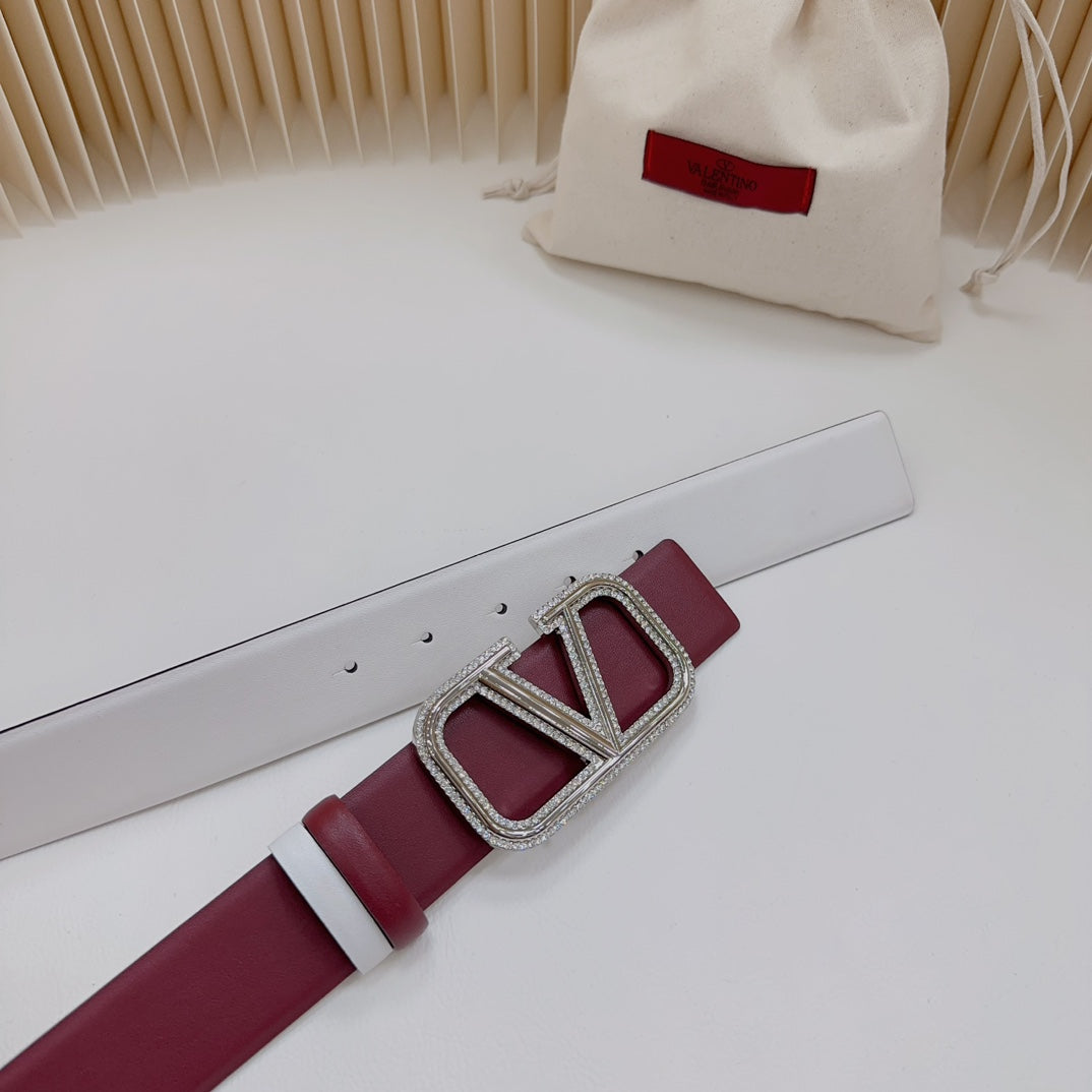 Valentino Garavani   vlogo signature belt in glossy calfskin 40mm