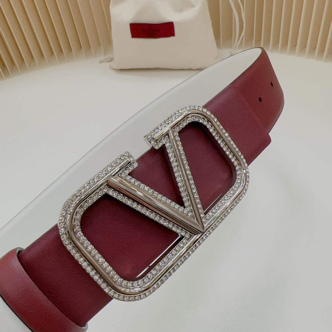 Valentino Garavani   vlogo signature belt in glossy calfskin 40mm