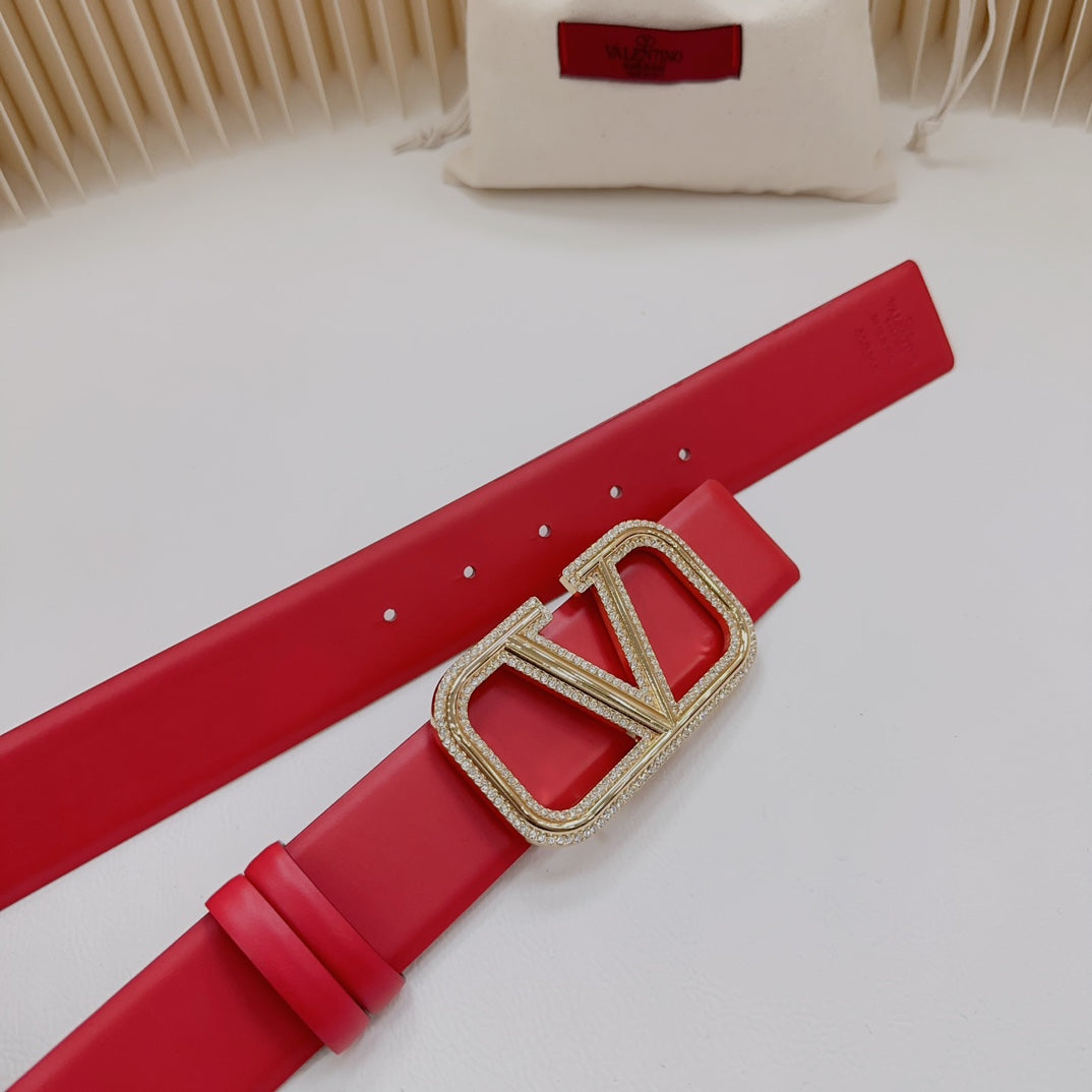 Valentino Garavani   vlogo signature belt in glossy calfskin 40mm