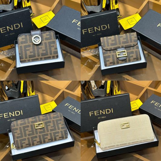 FE_NDI | Blended Fabrics Street Style Leather Folding Wallet- VIP