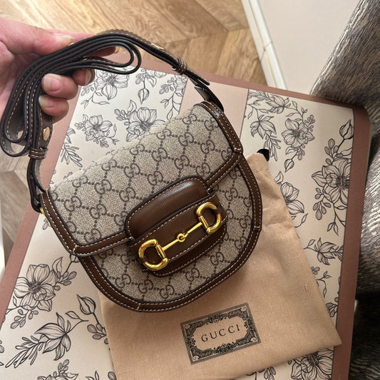 GUCCI Beige GG Supreme Coated Canvas Horsebit 1955 Belt Bag- VIP