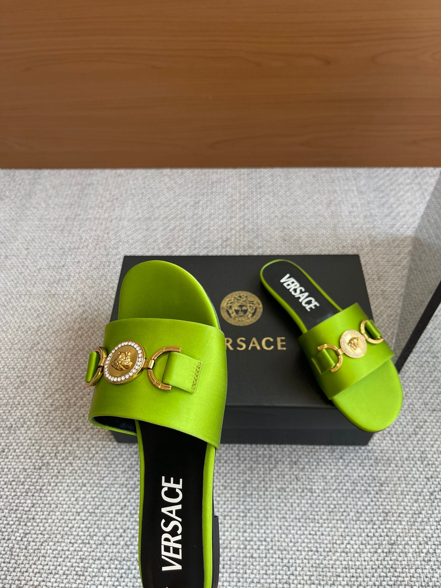 VERSACE SATIN SLIDES