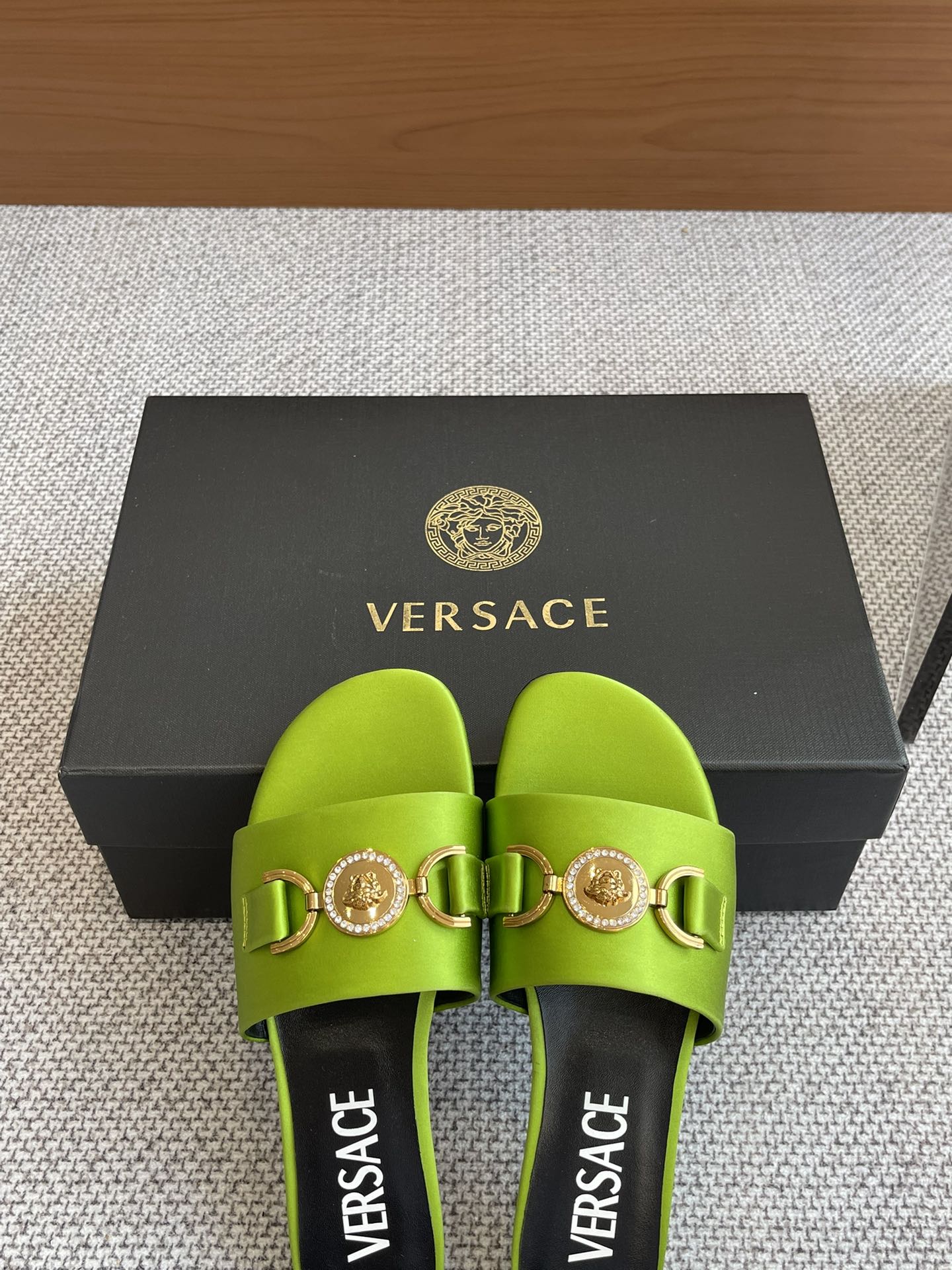 VERSACE SATIN SLIDES