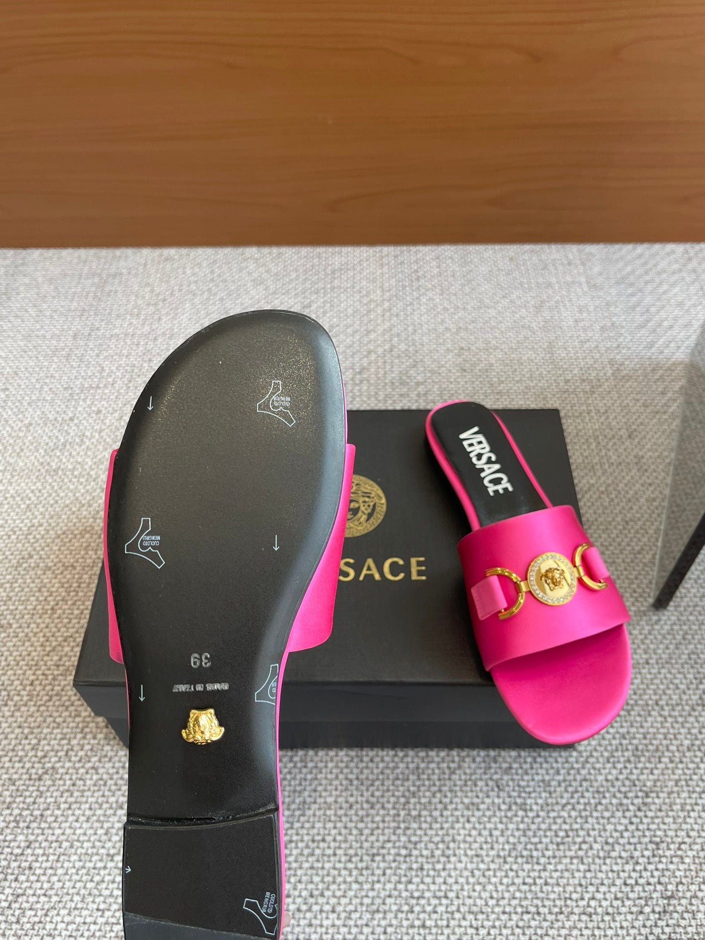 VERSACE SATIN SLIDES