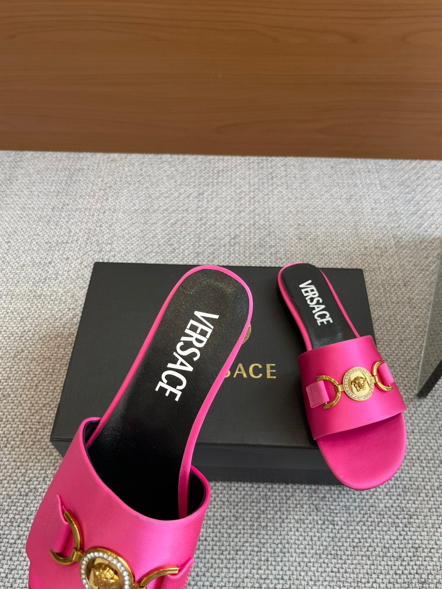 VERSACE SATIN SLIDES